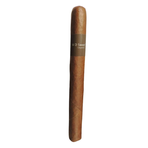 WD Sweet Tip Churchill cigar, a mild to medium-bodied smoke with creamy coffee, cedar, and sweetness flavors, wrapped in a golden Connecticut leaf with an aromatic tip | Mild cigars | CigarHaus