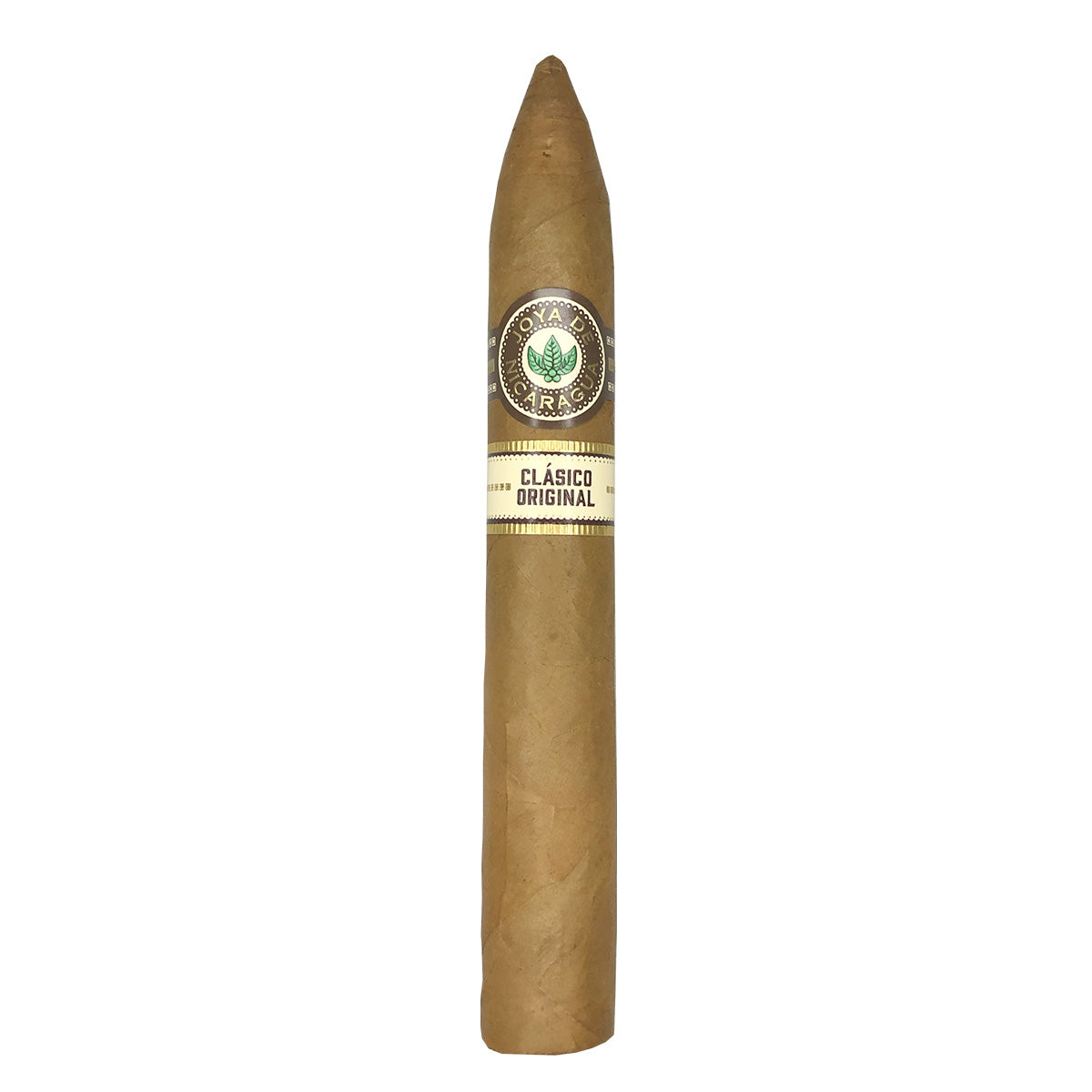 Joya de Nicaragua - Clasico cigar, available in robusto (5" x 50) and torpedo (6 1/2" x 52) sizes, with creamy coffee, cedar, and sweetness flavors, wrapped in a golden Nicaraguan wrapper | Best cigar price in the Durham Region