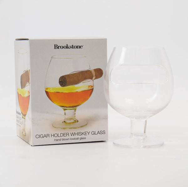Brookstone Cigar Holder Whiskey Glass – Premium Whiskey Glass with Built-In Cigar Rest | CigarHaus