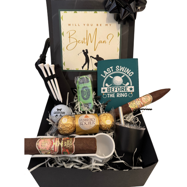 Groomsmen Cigar & Golf Gift Box – Premium Proposal Set | CigarHaus