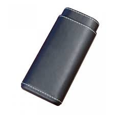 BLACK LEATHER CIGAR CASE(HOLDS 3)