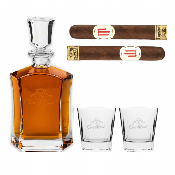Crown Royal Decanter Set with Crowned Heads Mil Días Cigars – Premium Whisky &amp; Cigar Gift Set