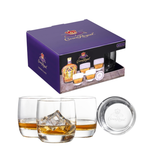 Crown Royal Official Whiskey Glass Set (4 x 10oz) – Premium Branded Whisky Glasses