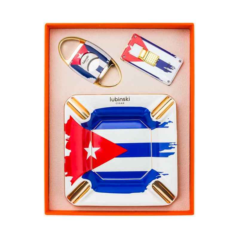 Lubinski Luxury Torch Lighter, Cutter & Ashtray Gift Set,