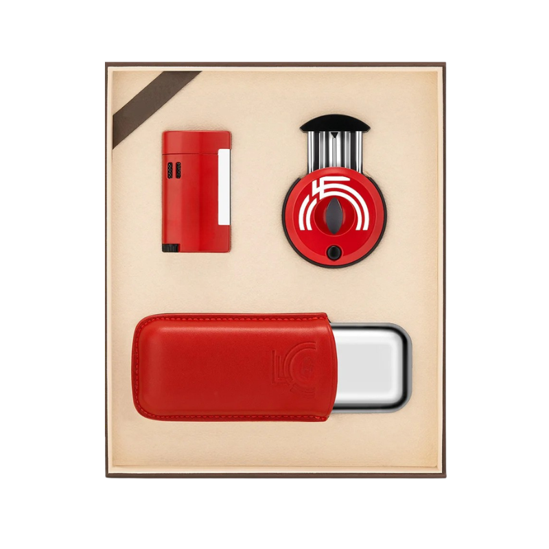 CRIMSON EXECUTIVE KIT | CIGR CASE, CUTTER & LIGHTER SET